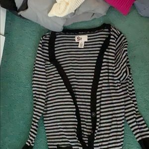 black and grey stripped a cardigan